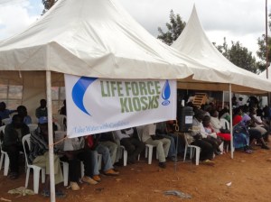 Crowd attending the Life Force Kiosks launch in Kibera