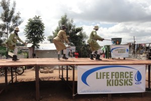 Dancers on stage in Kibera